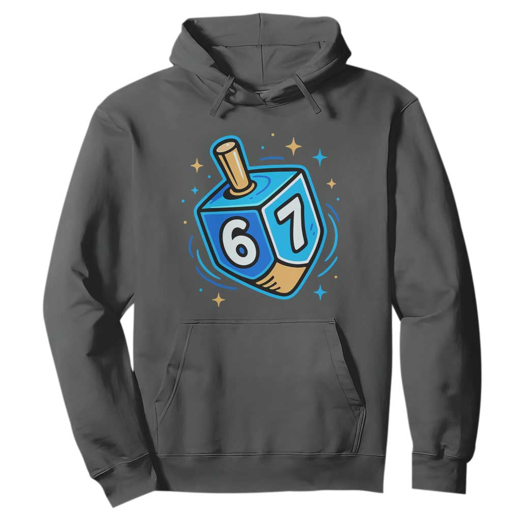 Funny 67 Hanukkah Dreidel Hoodie Chanukah Star Of David TS11 Dark Heather Print Your Wear