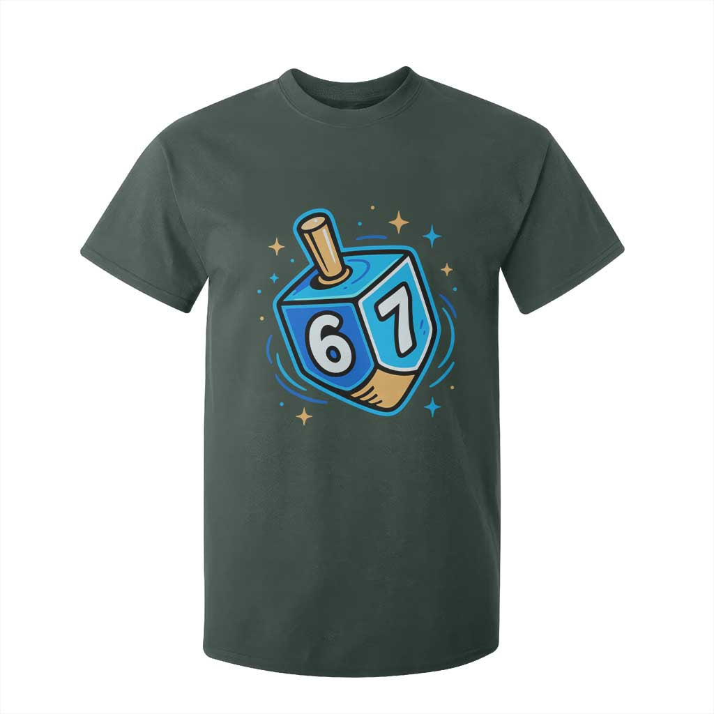 Funny 67 Hanukkah Dreidel T Shirt For Kid Chanukah Star Of David TS11 Dark Forest Green Print Your Wear