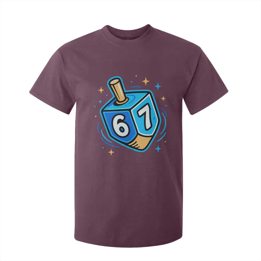 Funny 67 Hanukkah Dreidel T Shirt For Kid Chanukah Star Of David TS11 Maroon Print Your Wear