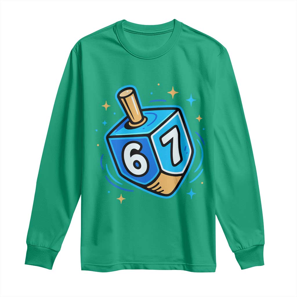 Funny 67 Hanukkah Dreidel Long Sleeve Shirt Chanukah Star Of David TS11 Irish Green Print Your Wear