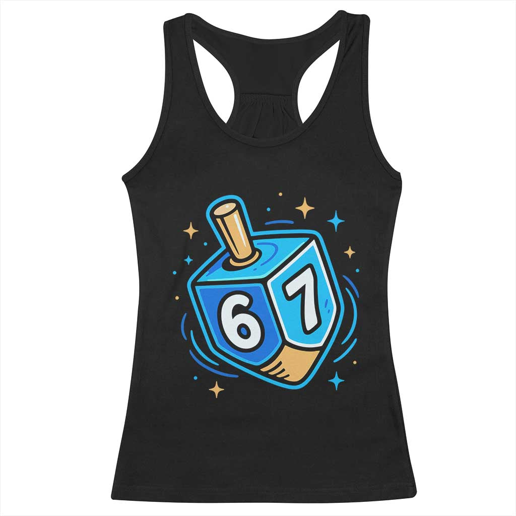 Funny 67 Hanukkah Dreidel Racerback Tank Top Chanukah Star Of David - Print Your Wear