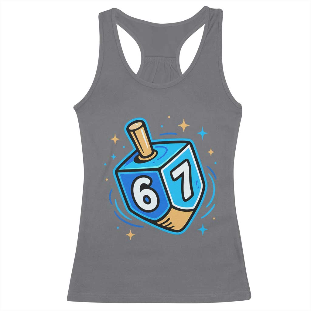 Funny 67 Hanukkah Dreidel Racerback Tank Top Chanukah Star Of David TS11 Charcoal Print Your Wear