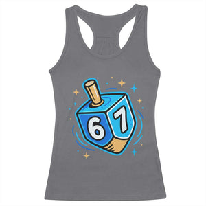 Funny 67 Hanukkah Dreidel Racerback Tank Top Chanukah Star Of David TS11 Charcoal Print Your Wear