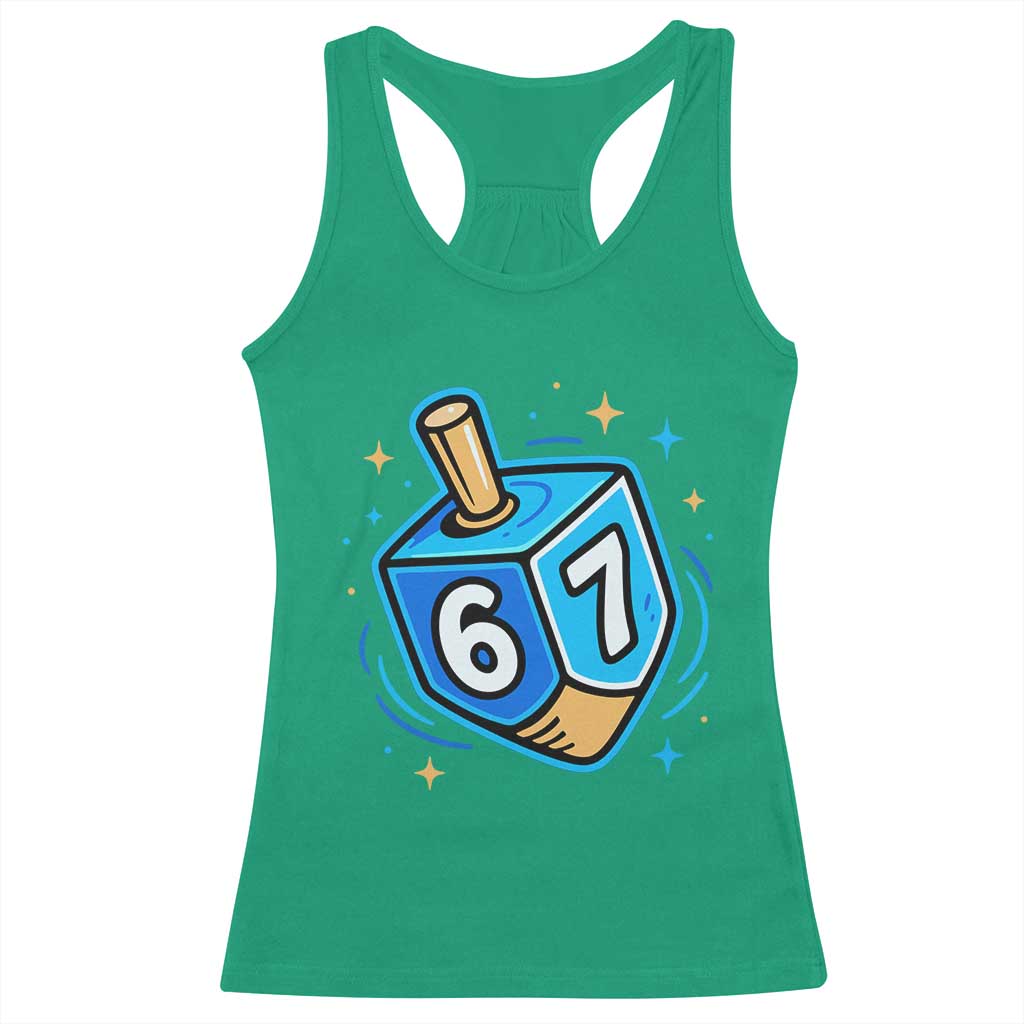 Funny 67 Hanukkah Dreidel Racerback Tank Top Chanukah Star Of David - Print Your Wear