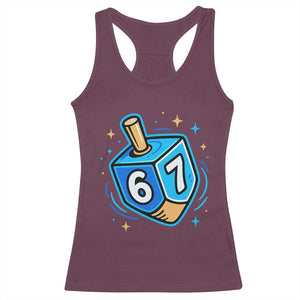 Funny 67 Hanukkah Dreidel Racerback Tank Top Chanukah Star Of David TS11 Maroon Print Your Wear