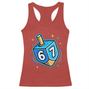 Funny 67 Hanukkah Dreidel Racerback Tank Top Chanukah Star Of David - Print Your Wear