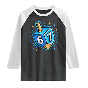 Funny 67 Hanukkah Dreidel Raglan Shirt Chanukah Star Of David TS11 Black White Print Your Wear