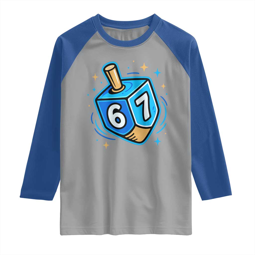 Funny 67 Hanukkah Dreidel Raglan Shirt Chanukah Star Of David TS11 Sport Gray Royal Print Your Wear