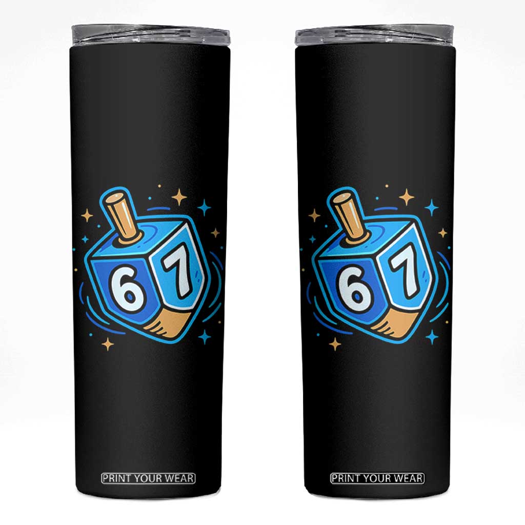 Funny 67 Hanukkah Dreidel Skinny Tumbler Chanukah Star Of David TS11 Black Print Your Wear