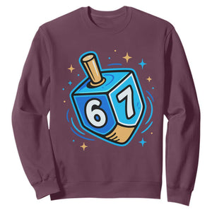 Funny 67 Hanukkah Dreidel Sweatshirt Chanukah Star Of David TS11 Maroon Print Your Wear