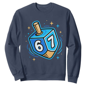 Funny 67 Hanukkah Dreidel Sweatshirt Chanukah Star Of David TS11 Navy Print Your Wear