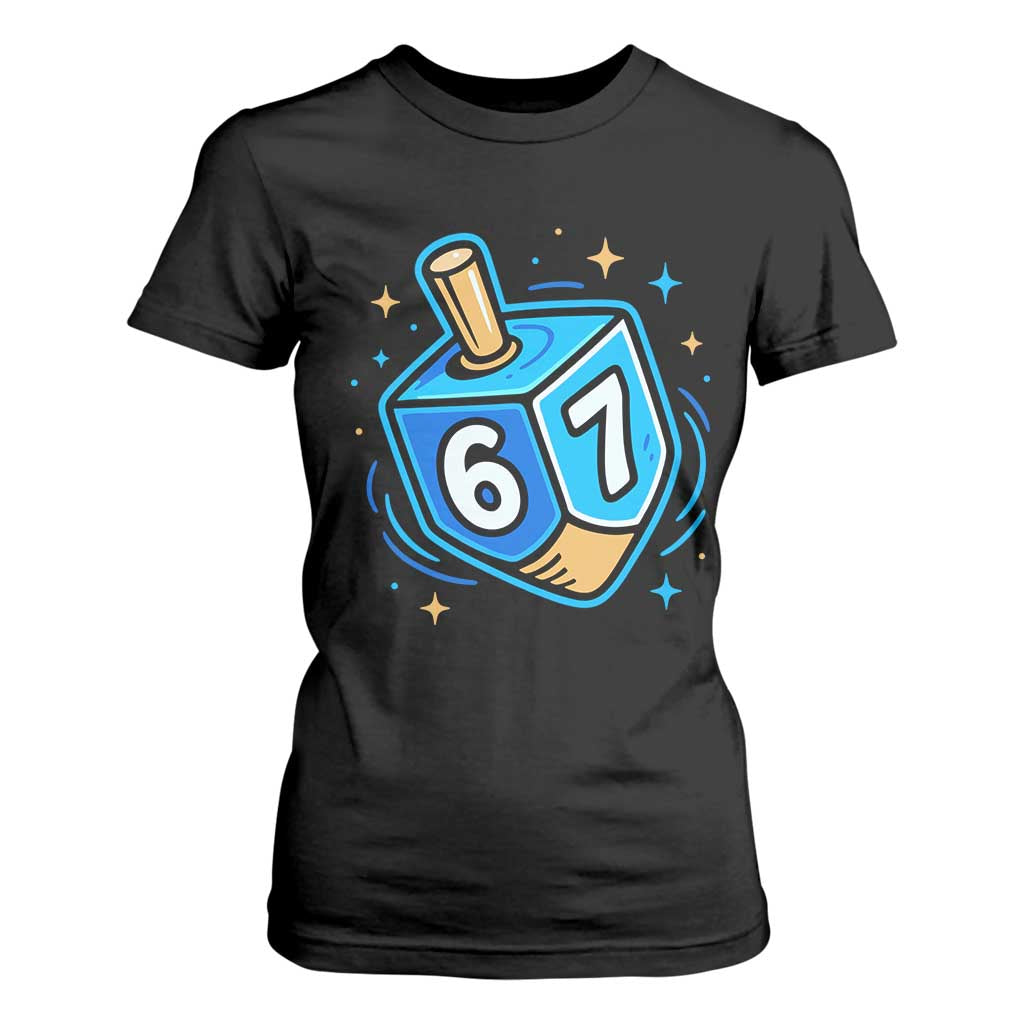 Funny 67 Hanukkah Dreidel T Shirt For Women Chanukah Star Of David TS11 Black Print Your Wear