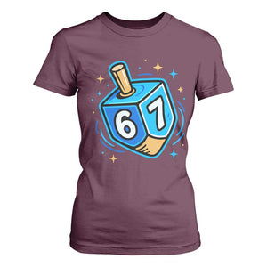 Funny 67 Hanukkah Dreidel T Shirt For Women Chanukah Star Of David TS11 Maroon Print Your Wear