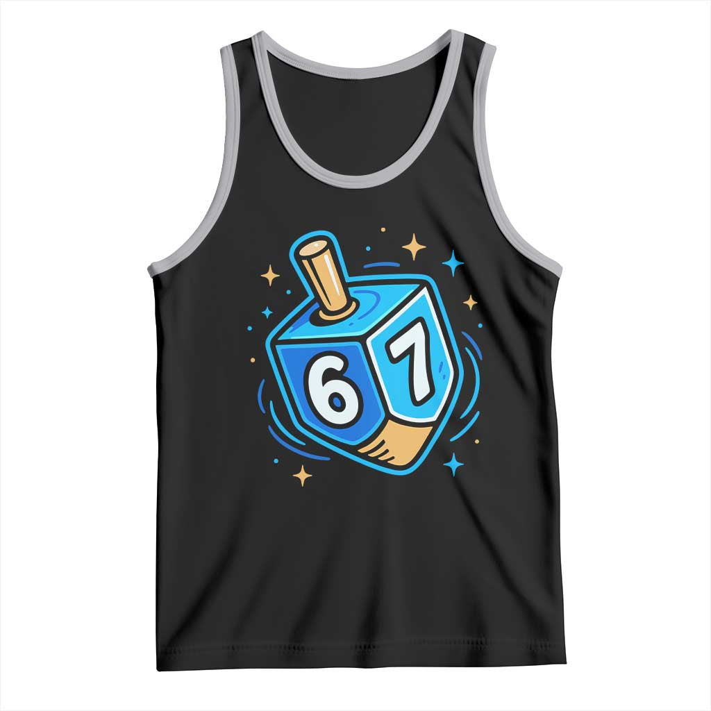 Funny 67 Hanukkah Dreidel Tank Top Chanukah Star Of David TS11 Black Athletic Heather Print Your Wear