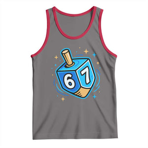 Funny 67 Hanukkah Dreidel Tank Top Chanukah Star Of David TS11 Deep Heather Red Print Your Wear