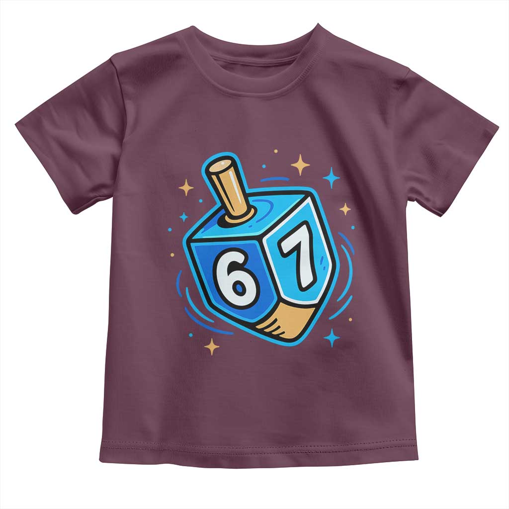 Funny 67 Hanukkah Dreidel Toddler T Shirt Chanukah Star Of David TS11 Maroon Print Your Wear
