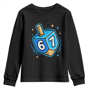 Funny 67 Hanukkah Dreidel Youth Sweatshirt Chanukah Star Of David TS11 Black Print Your Wear