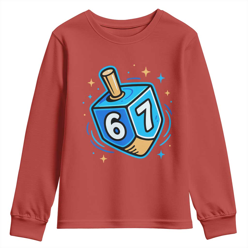 Funny 67 Hanukkah Dreidel Youth Sweatshirt Chanukah Star Of David TS11 Red Print Your Wear