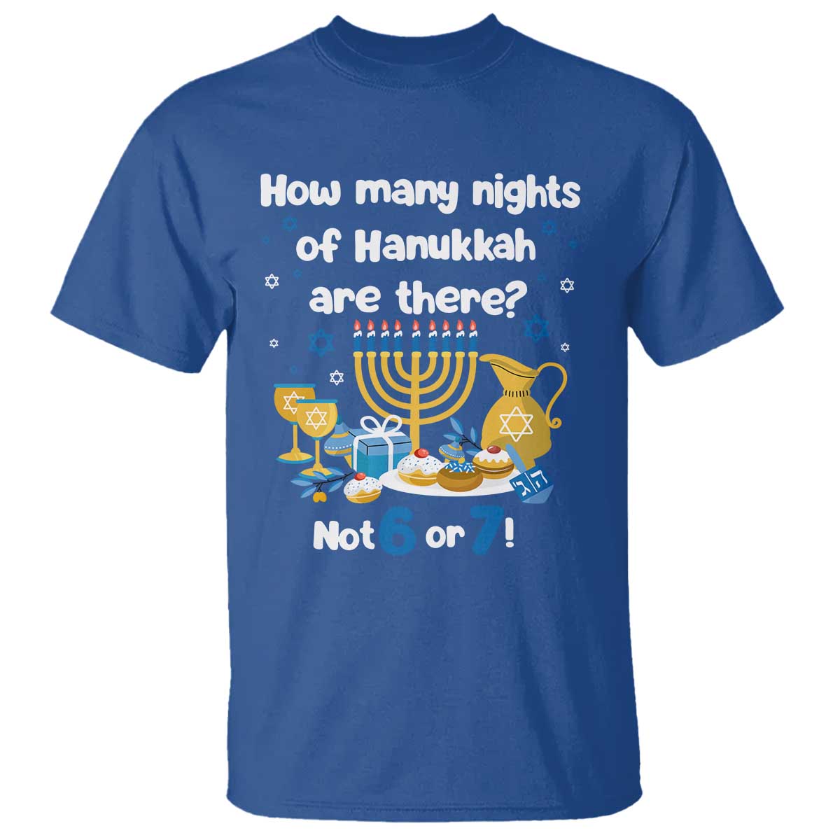 Funny 67 Hanukkah T Shirt How Many Nights Of Hanukkah Are There Not 6 or 7 TS11 Royal Blue Print Your Wear