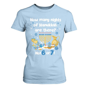 Funny 67 Hanukkah T Shirt For Women How Many Nights Of Hanukkah Are There Not 6 or 7 TS11 Light Blue Print Your Wear
