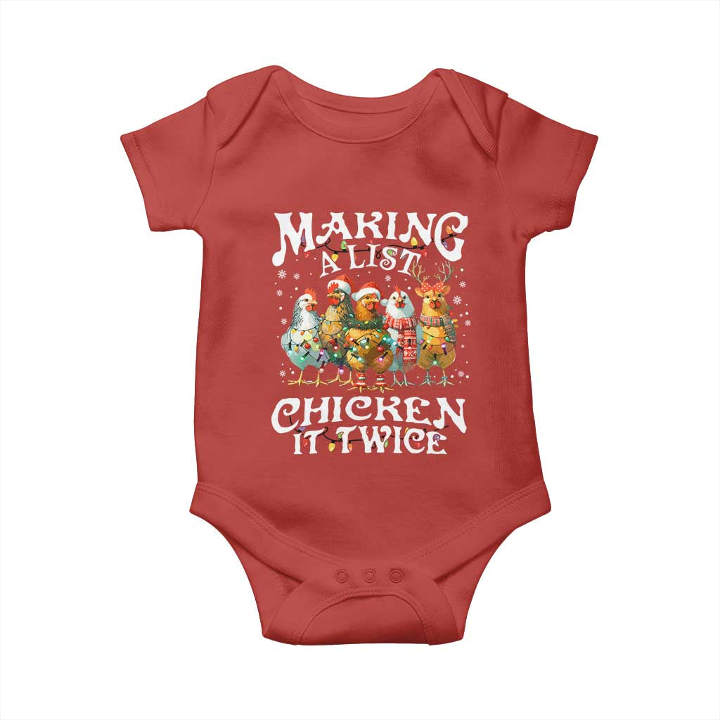Making A List Chicken It Twice Baby Onesie Funny Christmas Chicken TS11 Red Print Your Wear