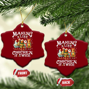 Making A List Chicken It Twice Ceramic Ornament Funny Christmas Chicken TS11 Print Your Wear