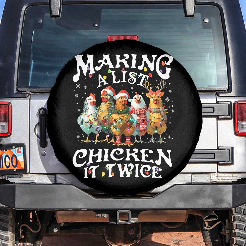 Making A List Chicken It Twice Spare Tire Cover Funny Christmas Chicken TS11 No hole Black Print Your Wear