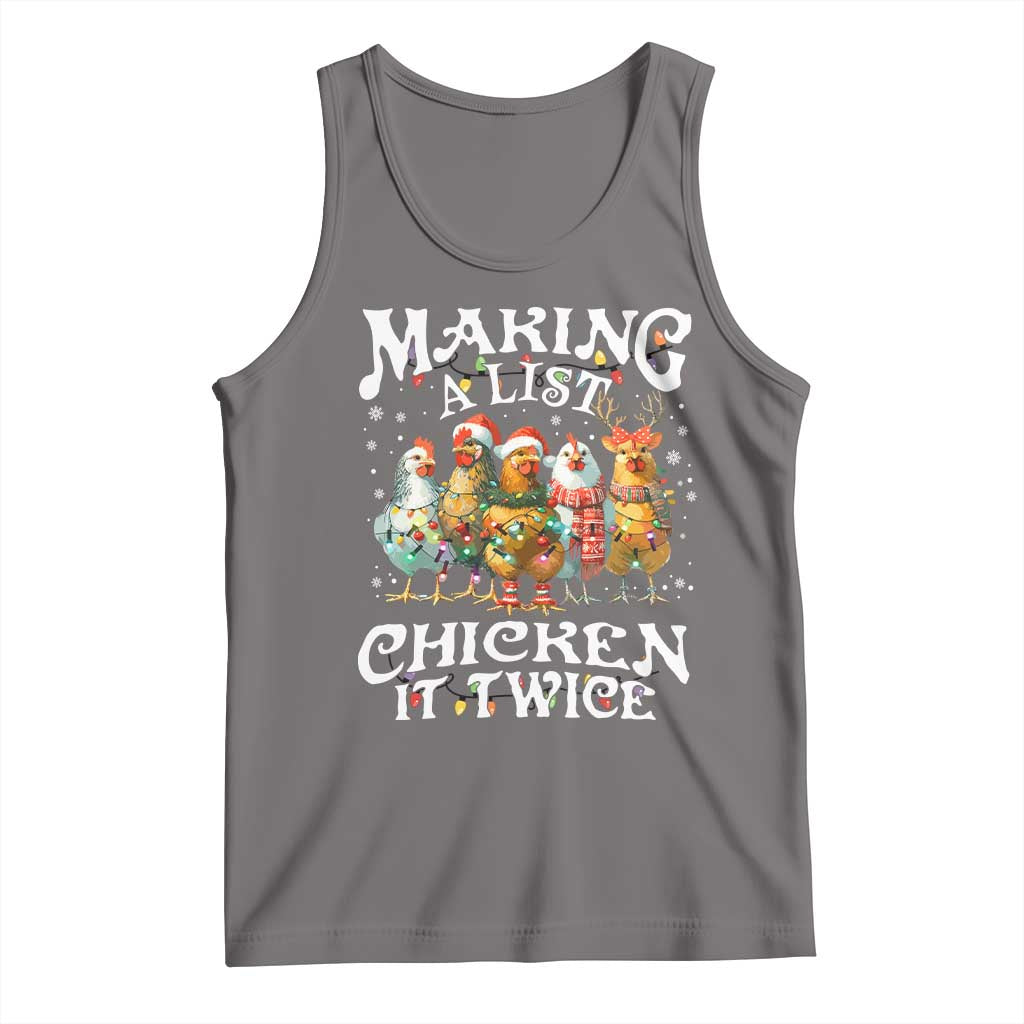 Making A List Chicken It Twice Tank Top Funny Christmas Chicken TS11 Deep Heather Print Your Wear