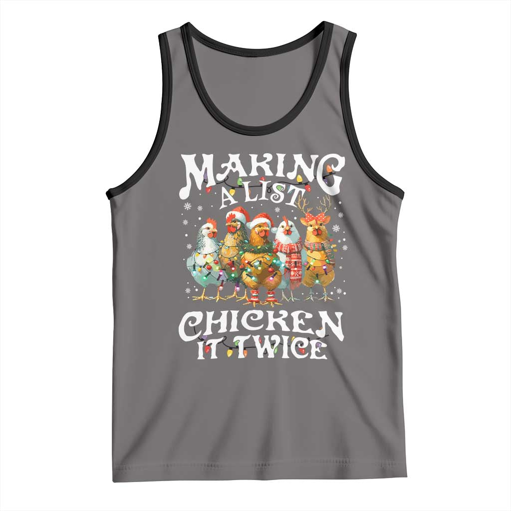 Making A List Chicken It Twice Tank Top Funny Christmas Chicken TS11 Deep Heather Black Print Your Wear