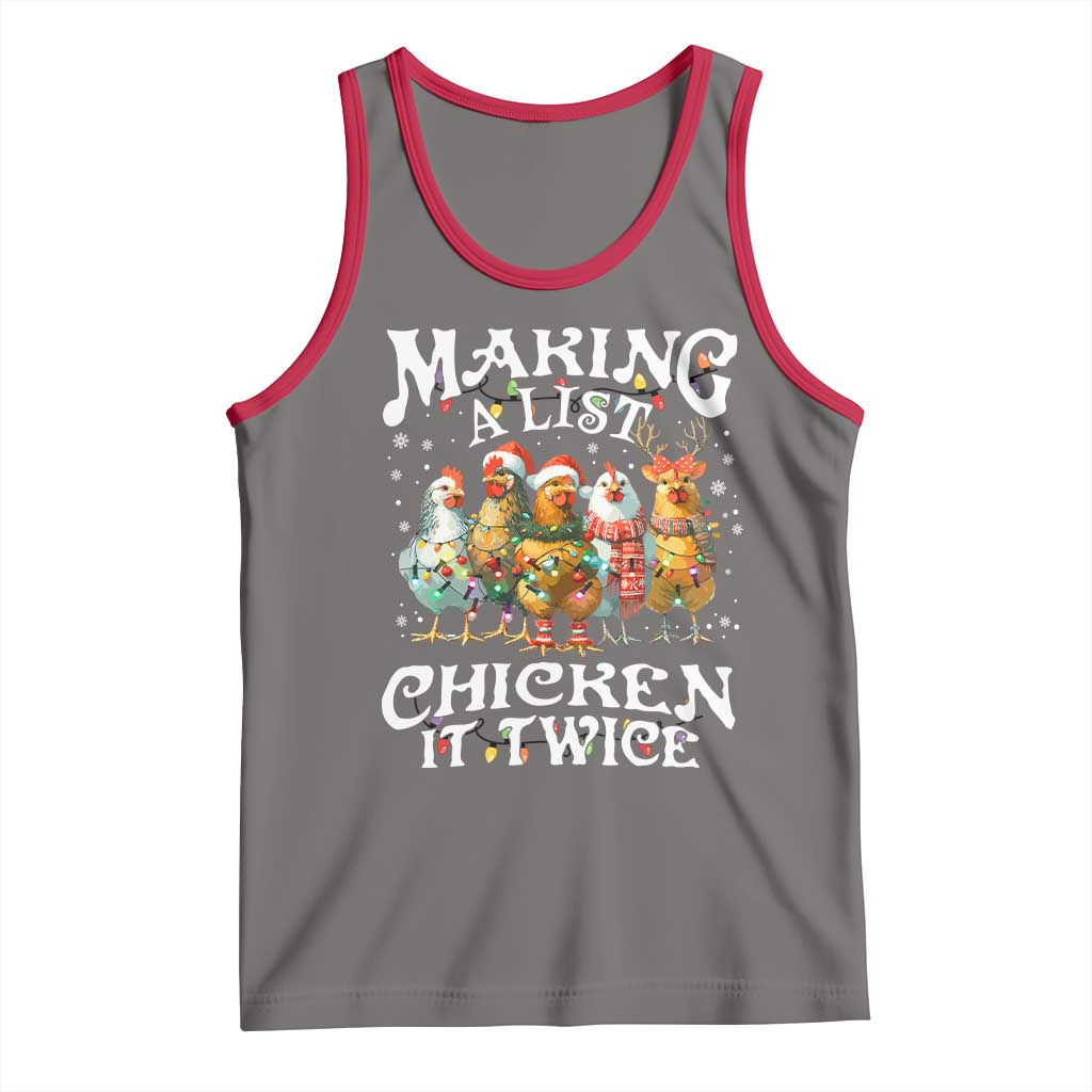 Making A List Chicken It Twice Tank Top Funny Christmas Chicken TS11 Deep Heather Red Print Your Wear
