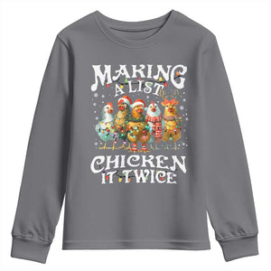 Making A List Chicken It Twice Youth Sweatshirt Funny Christmas Chicken TS11 Charcoal Print Your Wear