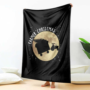 Funny Farmer Christmas Throw Blanket Xmas Santa Farm Tractor Moon TS11 Print Your Wear