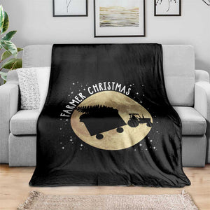 Funny Farmer Christmas Throw Blanket Xmas Santa Farm Tractor Moon TS11 Print Your Wear
