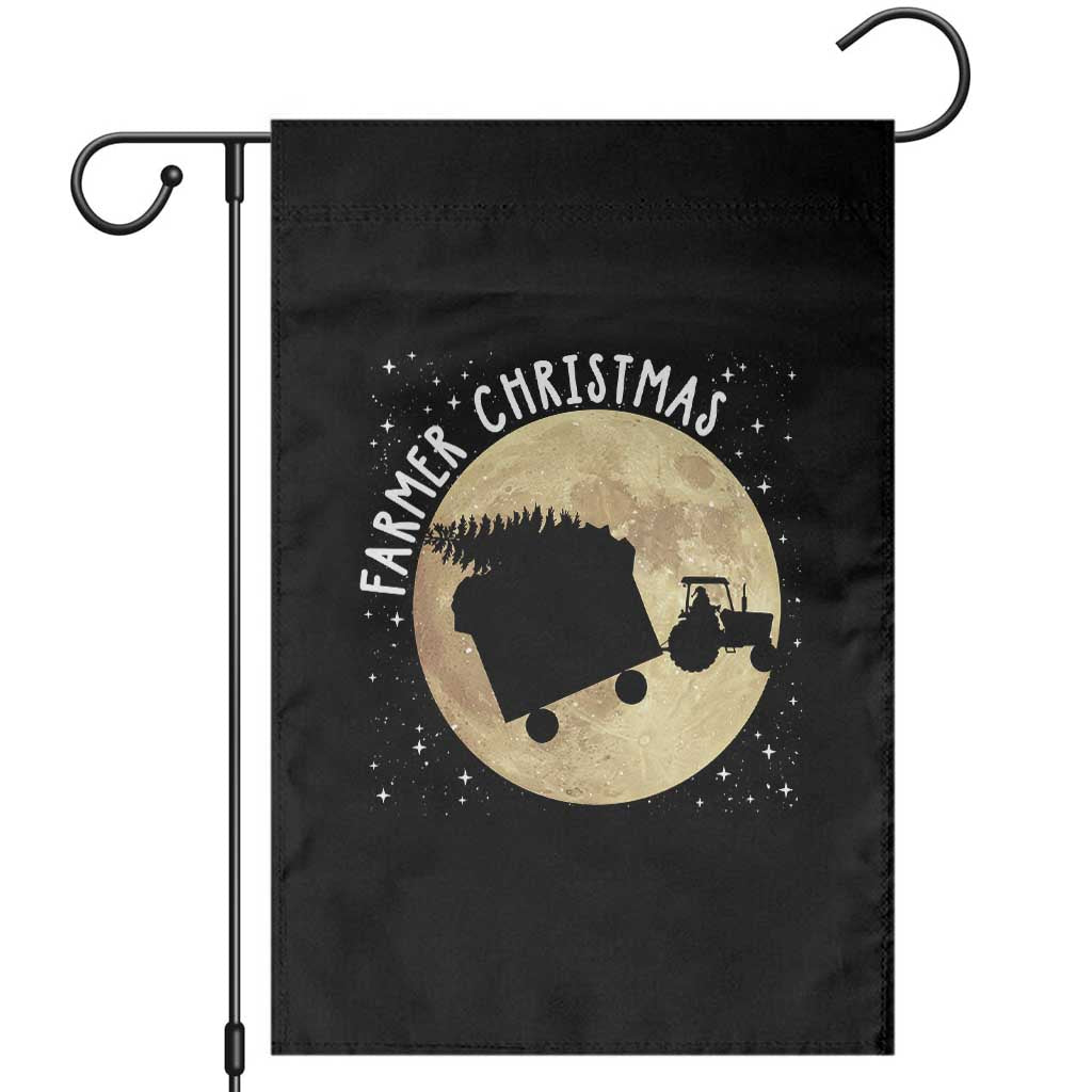 Funny Farmer Christmas Garden Flag Xmas Santa Farm Tractor Moon TS11 Black Print Your Wear