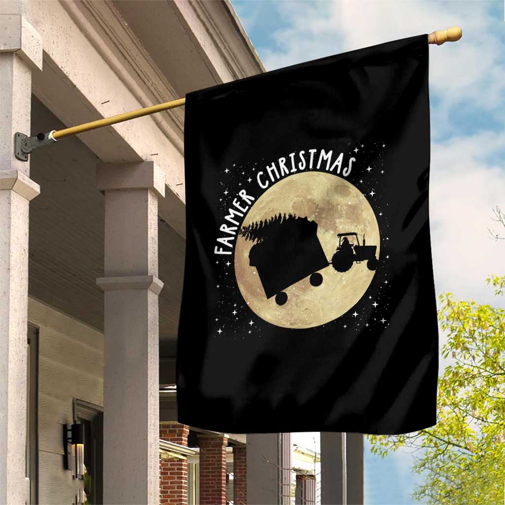 Funny Farmer Christmas Garden Flag Xmas Santa Farm Tractor Moon TS11 Print Your Wear