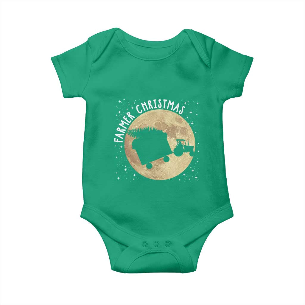 Funny Farmer Christmas Baby Onesie Xmas Santa Farm Tractor Moon TS11 Irish Green Print Your Wear