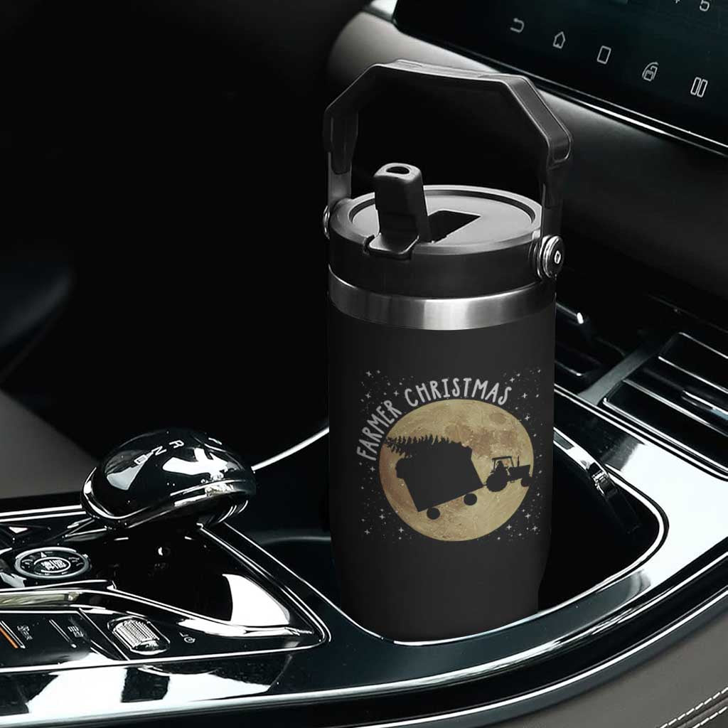 Funny Farmer Christmas Flip Straw Tumbler Xmas Santa Farm Tractor Moon TS11 Print Your Wear