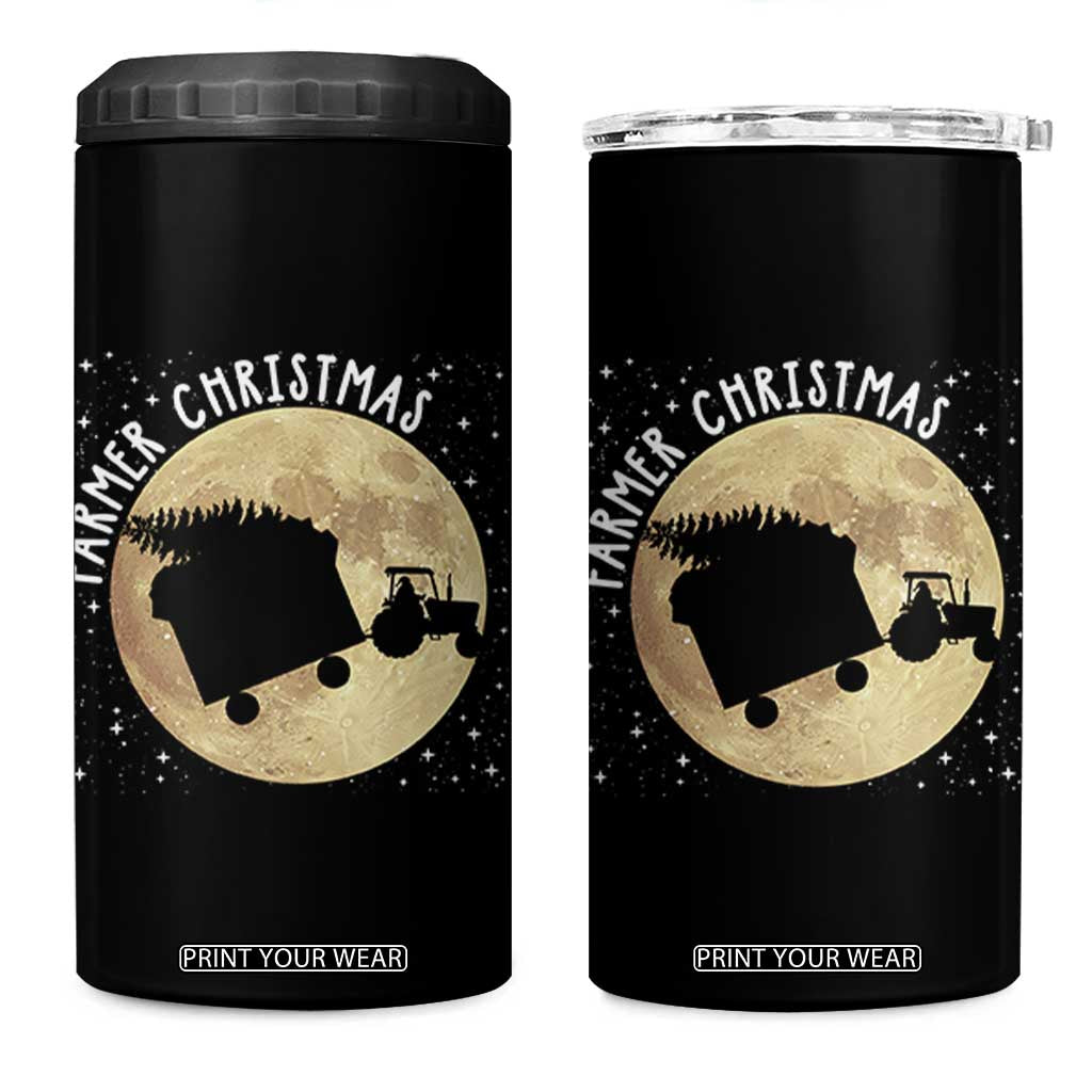 Funny Farmer Christmas 4 in 1 Can Cooler Tumbler Xmas Santa Farm Tractor Moon TS11 One Size: 16 oz Black Print Your Wear