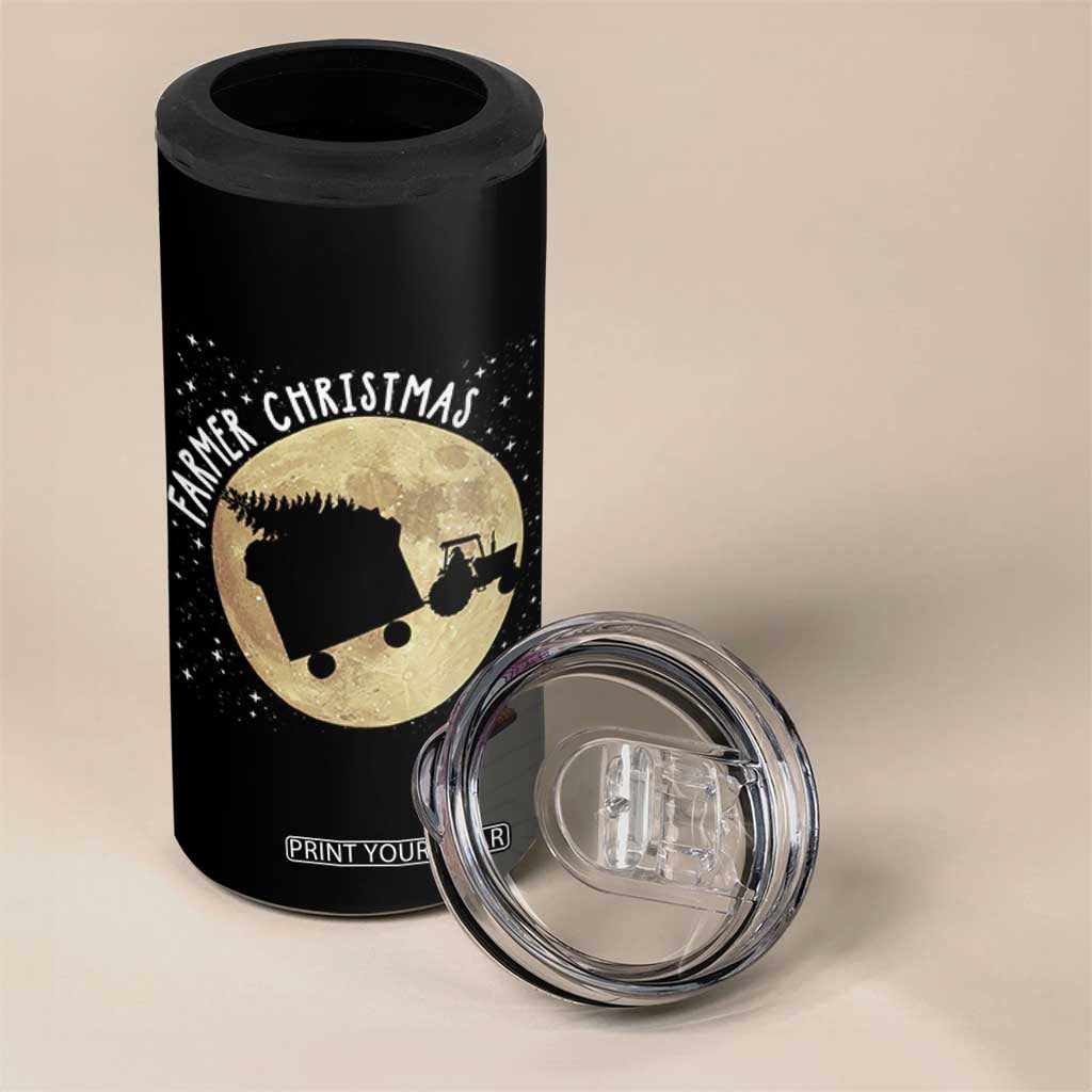 Funny Farmer Christmas 4 in 1 Can Cooler Tumbler Xmas Santa Farm Tractor Moon TS11 Print Your Wear