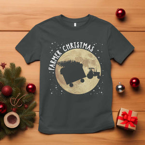 Funny Farmer Christmas T Shirt Xmas Santa Farm Tractor Moon TS11 Dark Heather Print Your Wear