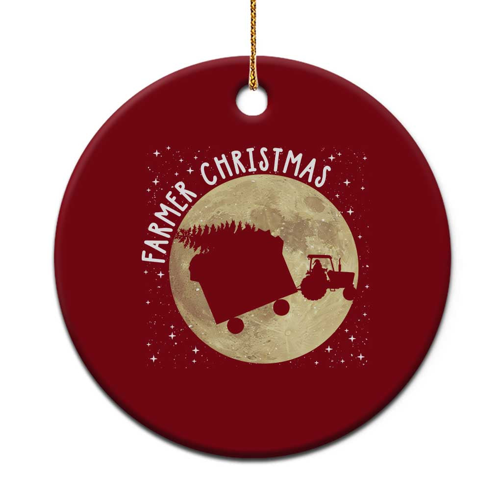 Funny Farmer Christmas Ceramic Ornament Xmas Santa Farm Tractor Moon TS11 1pc Red Print Your Wear
