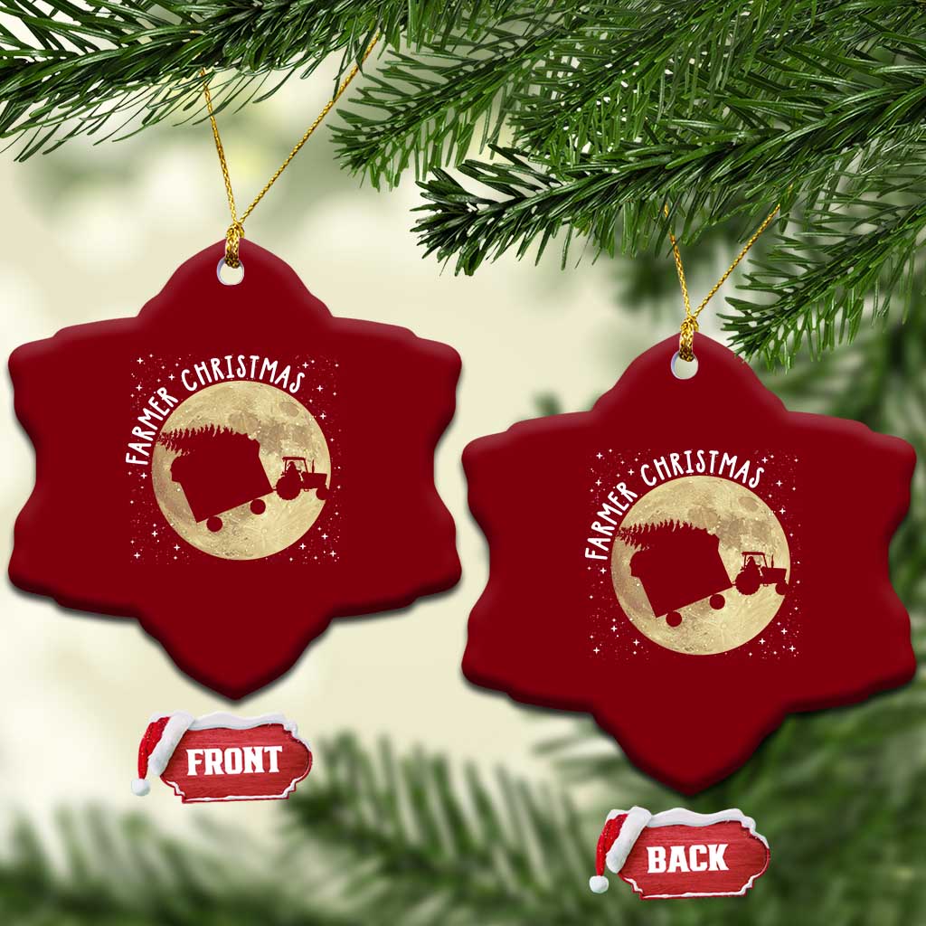 Funny Farmer Christmas Ceramic Ornament Xmas Santa Farm Tractor Moon TS11 Print Your Wear