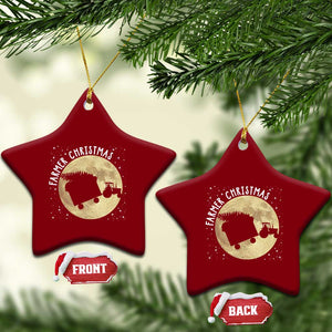 Funny Farmer Christmas Ceramic Ornament Xmas Santa Farm Tractor Moon TS11 Print Your Wear