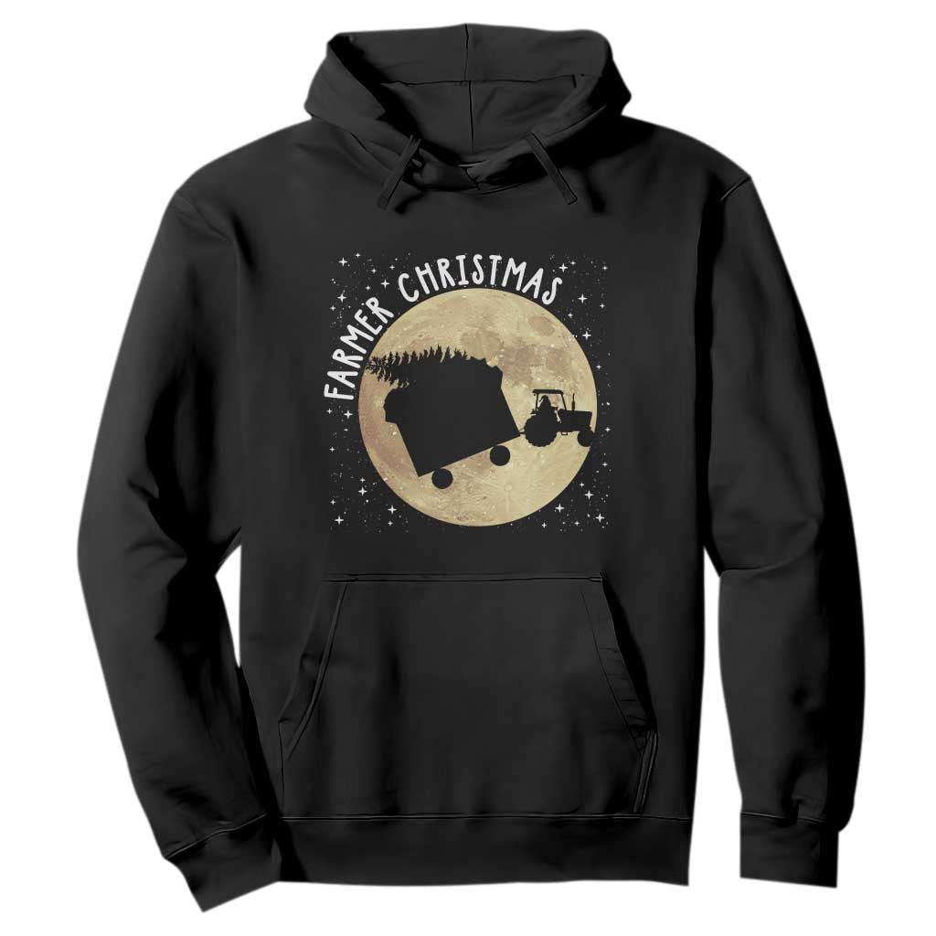 Funny Farmer Christmas Hoodie Xmas Santa Farm Tractor Moon TS11 Black Print Your Wear