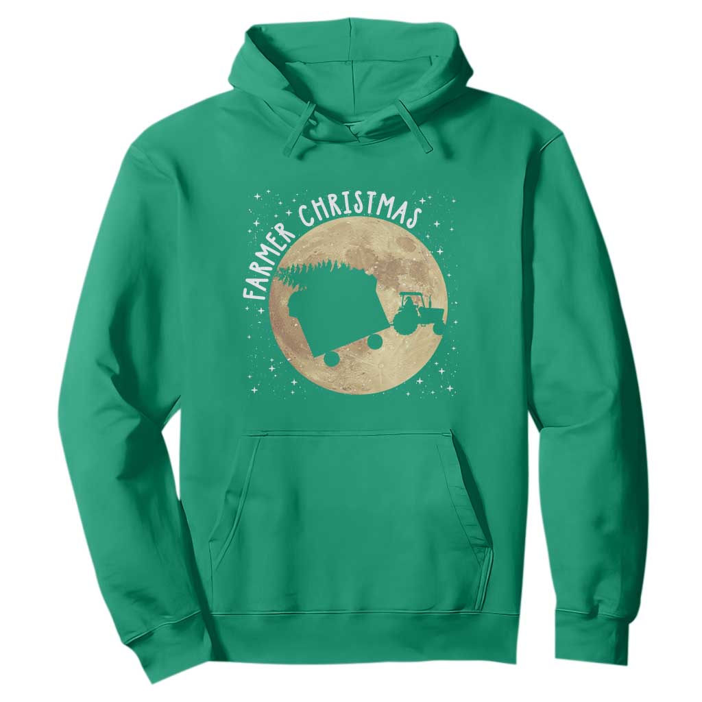 Funny Farmer Christmas Hoodie Xmas Santa Farm Tractor Moon TS11 Irish Green Print Your Wear