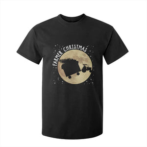 Funny Farmer Christmas T Shirt For Kid Xmas Santa Farm Tractor Moon TS11 Black Print Your Wear