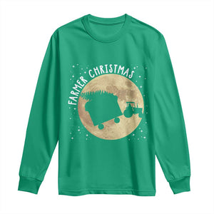 Funny Farmer Christmas Long Sleeve Shirt Xmas Santa Farm Tractor Moon TS11 Irish Green Print Your Wear