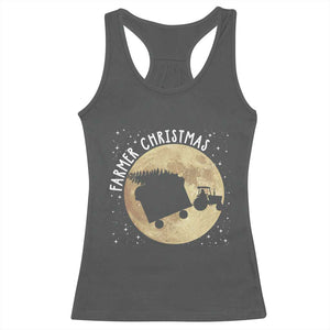 Funny Farmer Christmas Racerback Tank Top Xmas Santa Farm Tractor Moon TS11 Dark Heather Print Your Wear