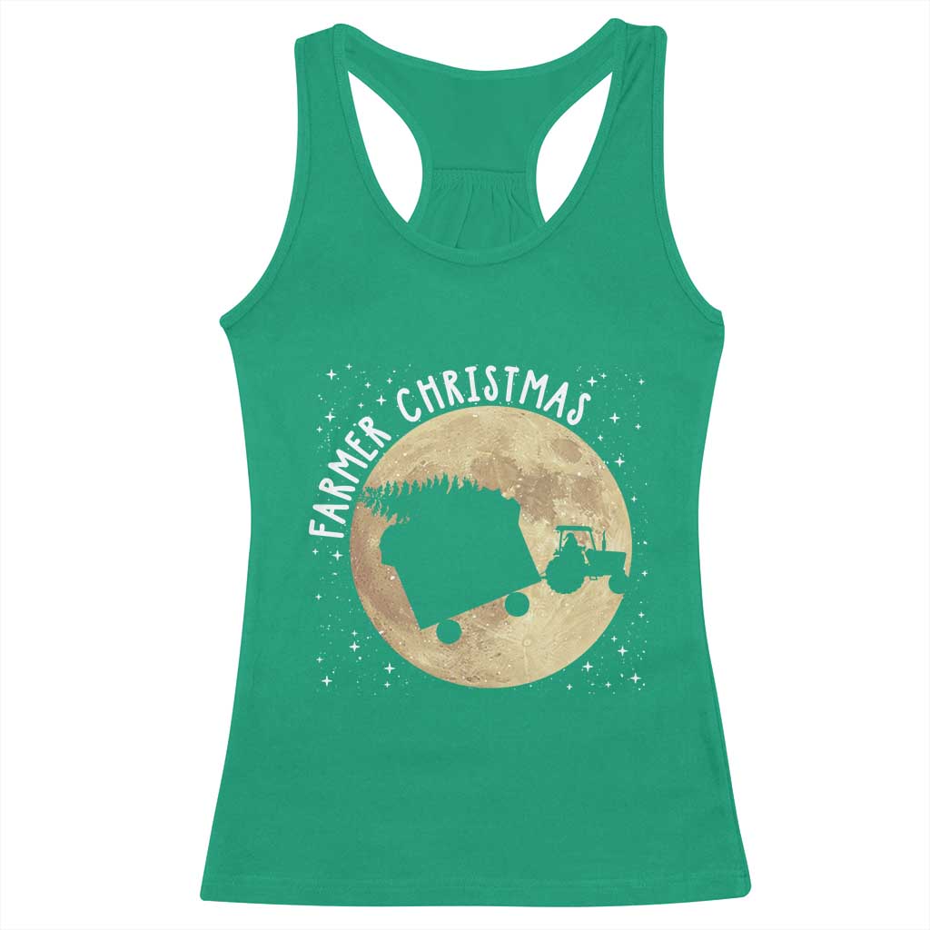 Funny Farmer Christmas Racerback Tank Top Xmas Santa Farm Tractor Moon TS11 Irish Green Print Your Wear