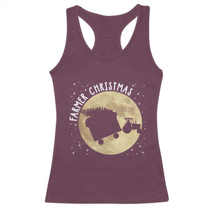 Funny Farmer Christmas Racerback Tank Top Xmas Santa Farm Tractor Moon TS11 Maroon Print Your Wear